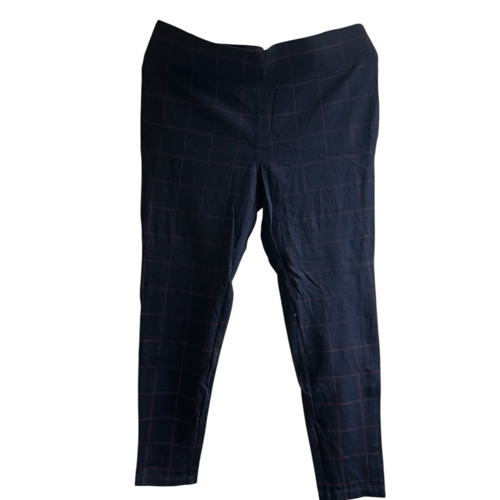 LOFT Navy and Burgundy Plaid Pants